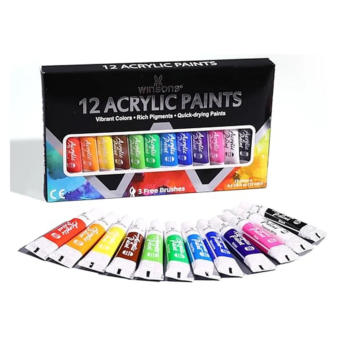 Acrylic Paints 12 with Brushes
