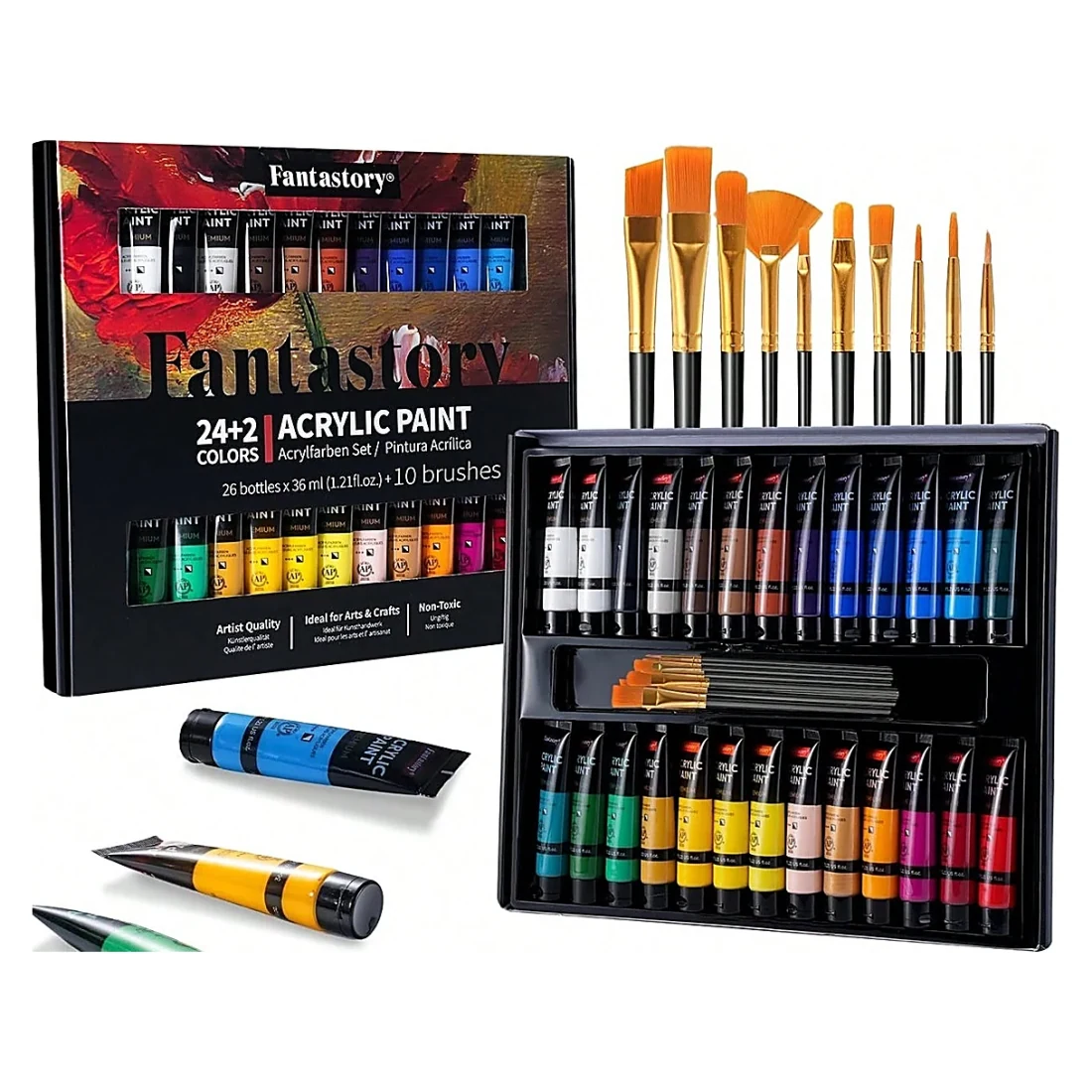 Acrylic Paint Set 24 Piece with Brushes