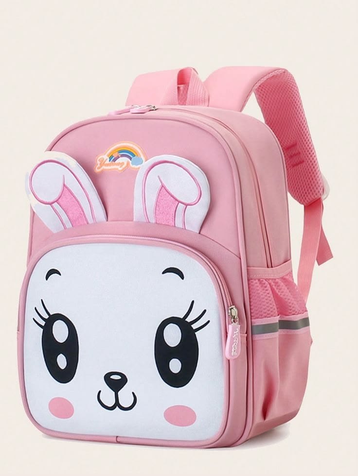 Kids Bunny Face Backpack Pink