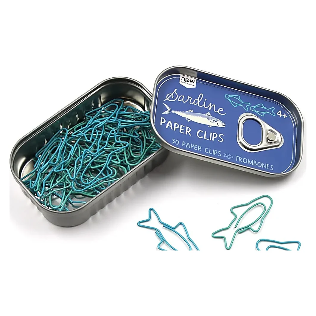 Fish Shaped Paper Clips Tin