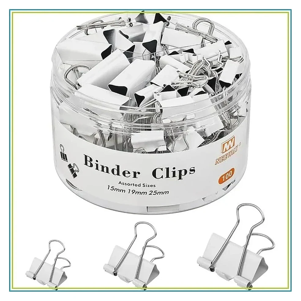 Silver Binder Clips Tub