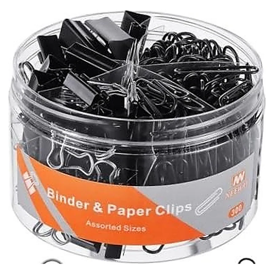 Black Binder and Paper Clips Tub