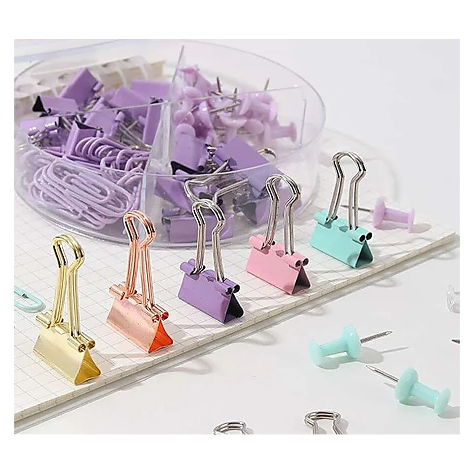 Pastel Binder Clips Jar