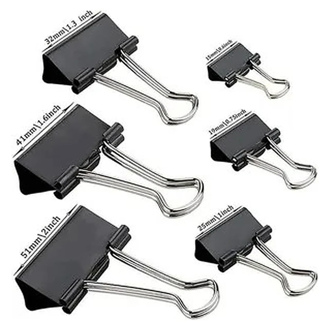 Silver Binder Clips Letter Size