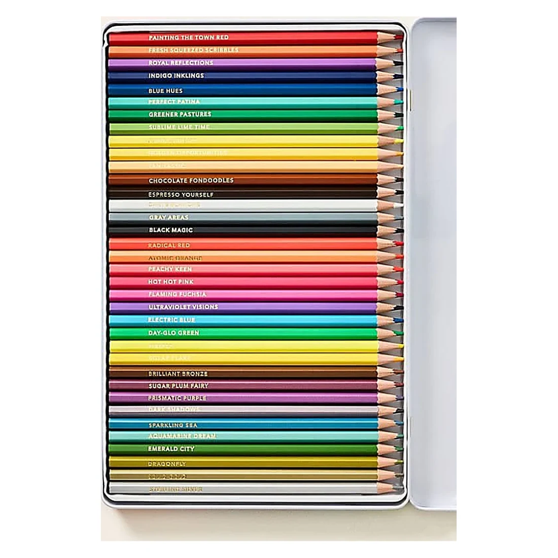Coloured Pencils Tin Open