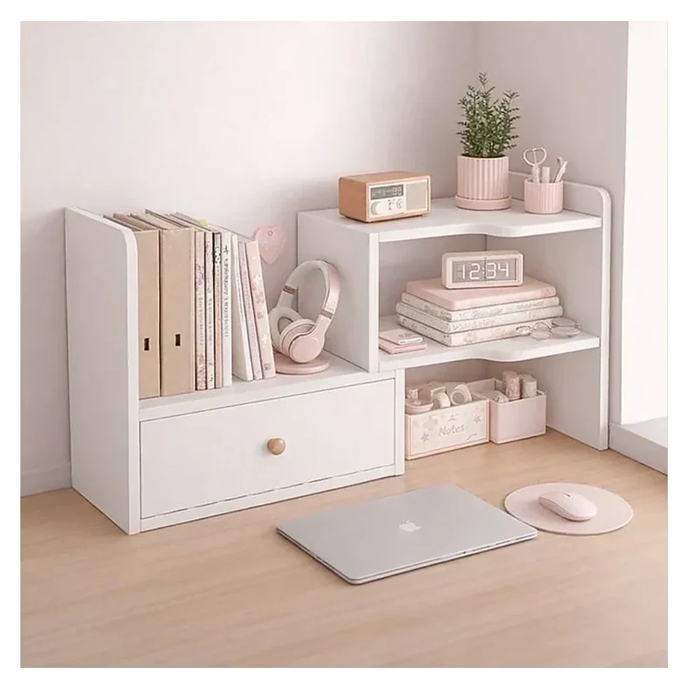 White Desk Shelf with Drawer