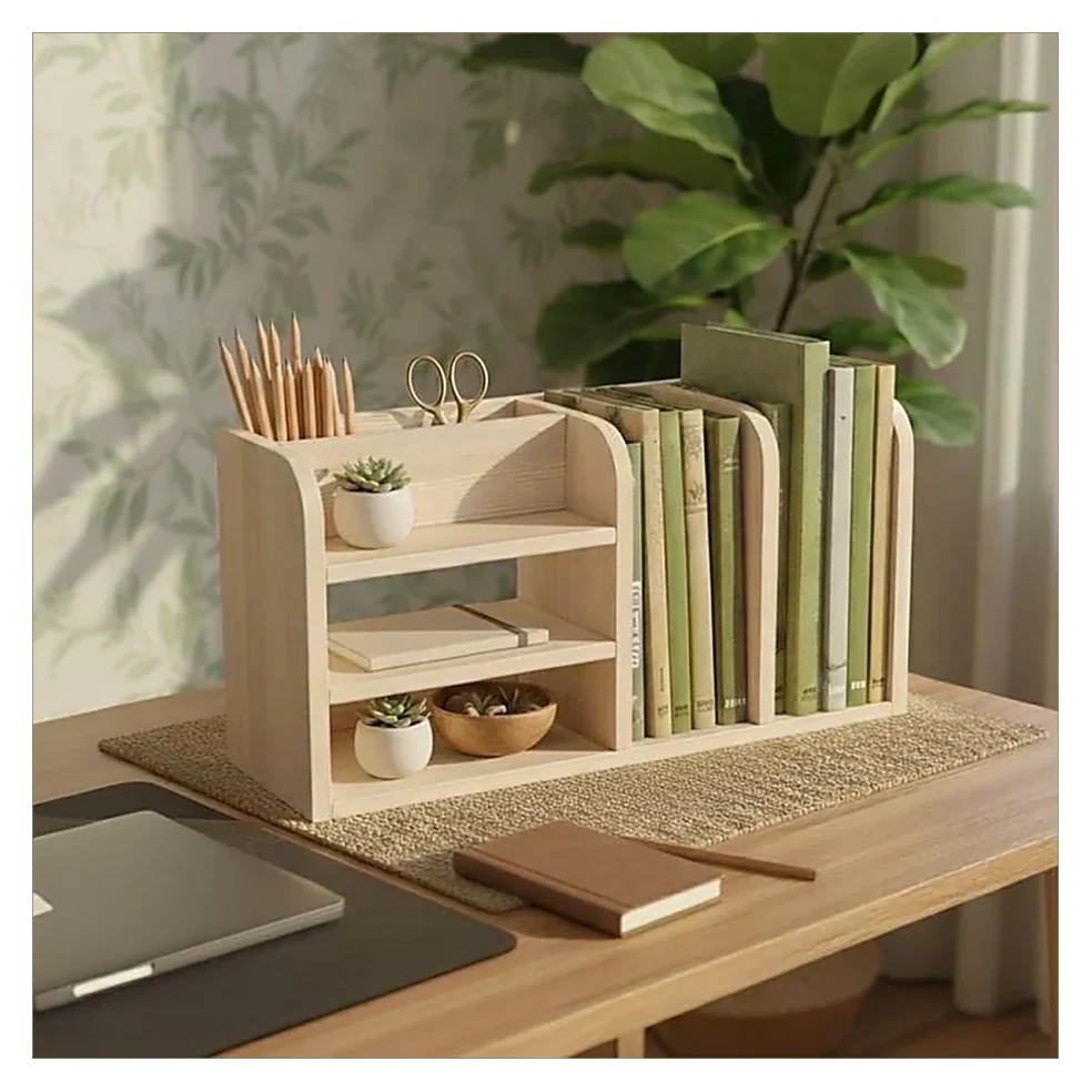 Wooden Desk Organiser with Drawers