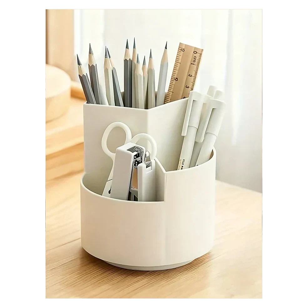 White Pen Pot with Scissors