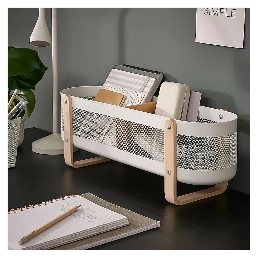 White Mesh Desk Organiser