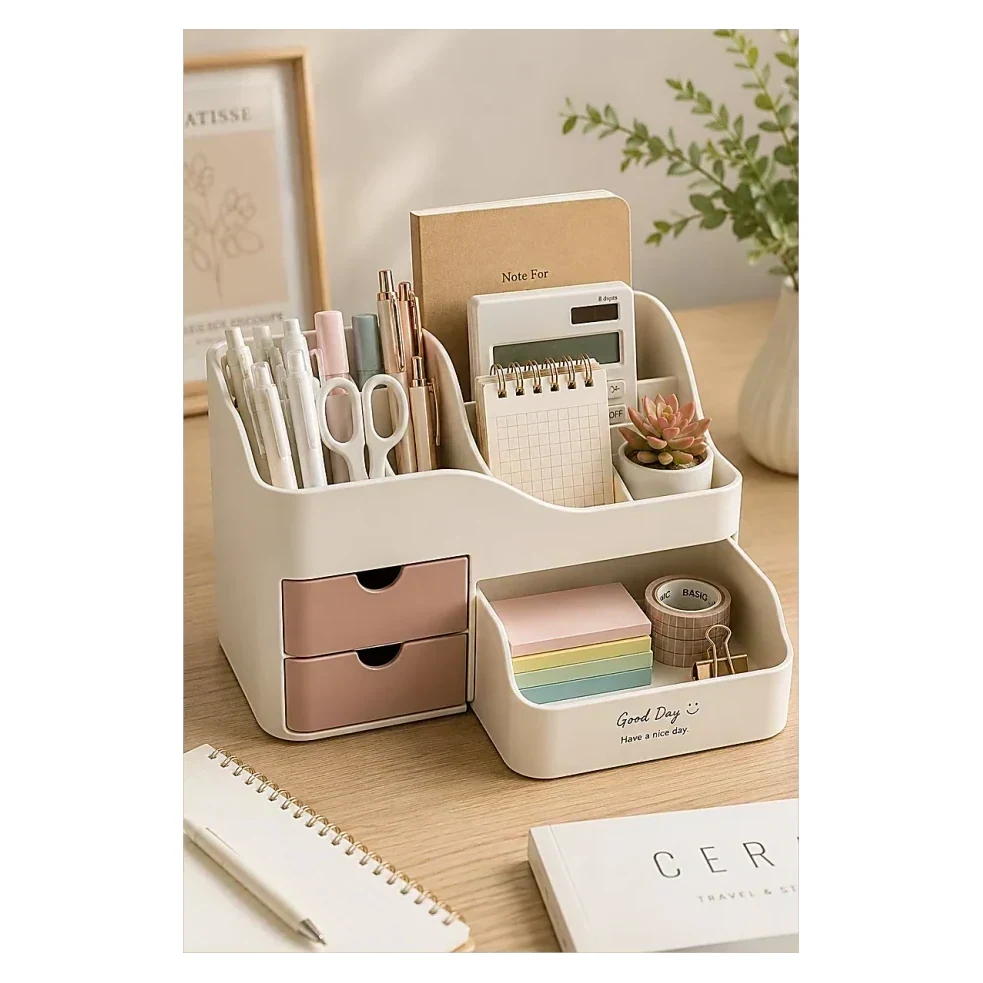 Pink and White Desk Organiser