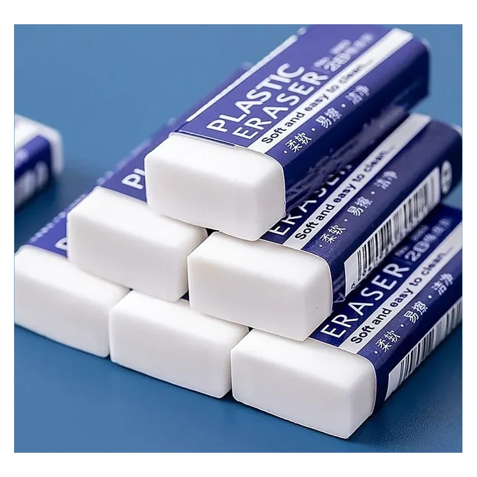 White Erasers Stack Blue