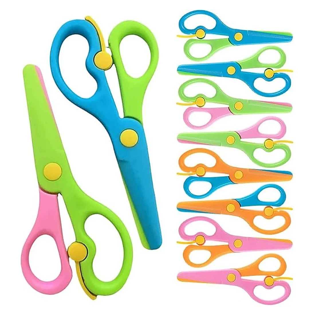 Green Blue and Pink Scissors