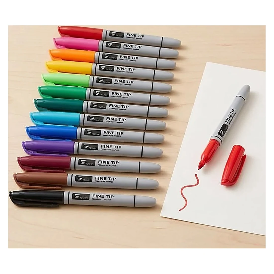 Grey Markers with Red Pen
