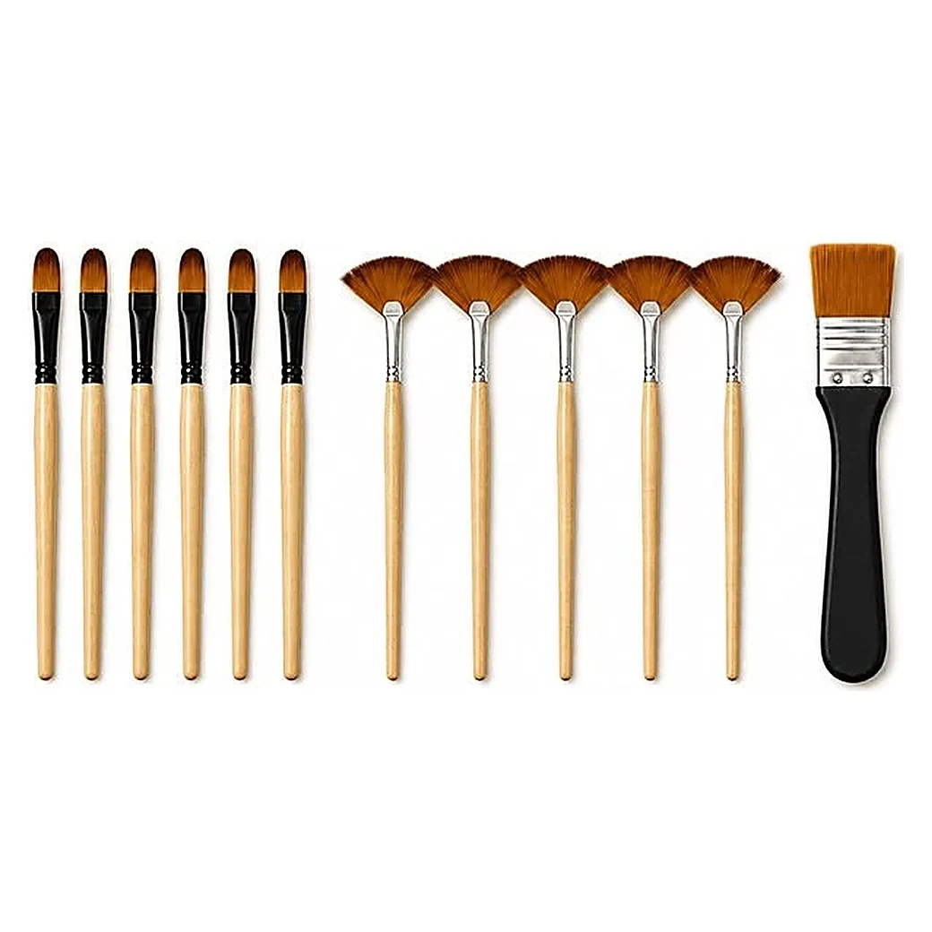 Wooden Brush Set in Rows