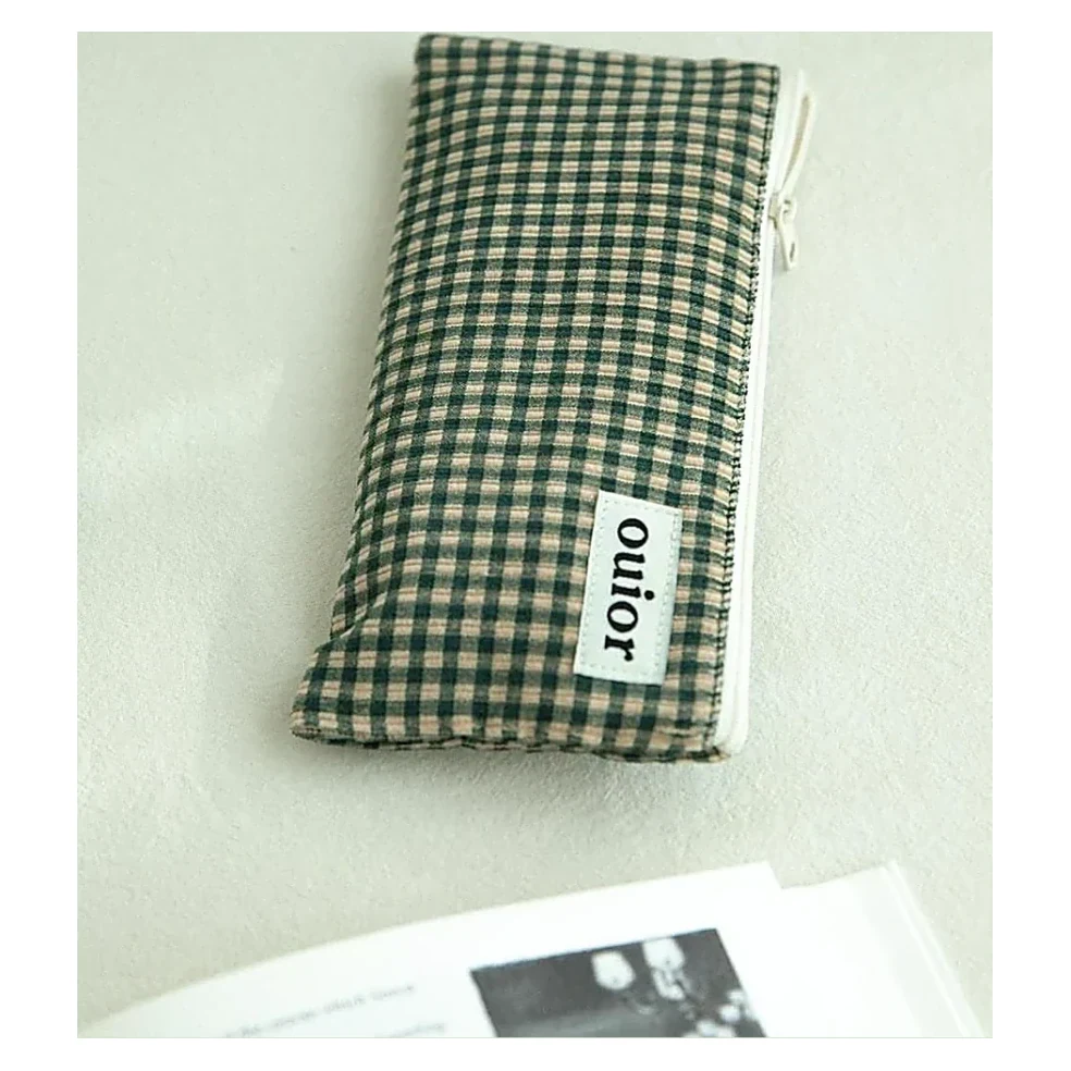 Green Check Pencil Case