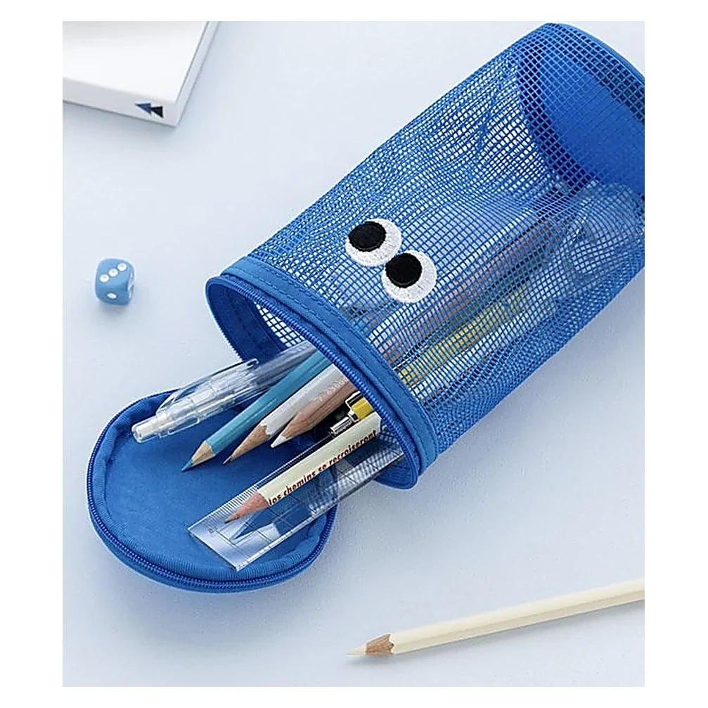 Blue Mesh Pencil Case