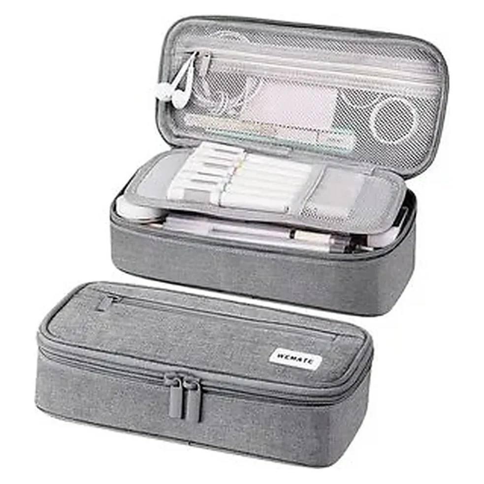 Grey Pencil Case with Pencils