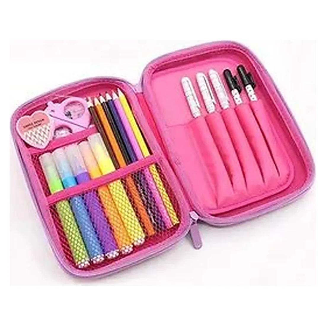 Pink Pencil Case with Pens