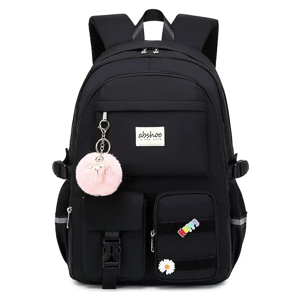 Black Backpack with Keyrings