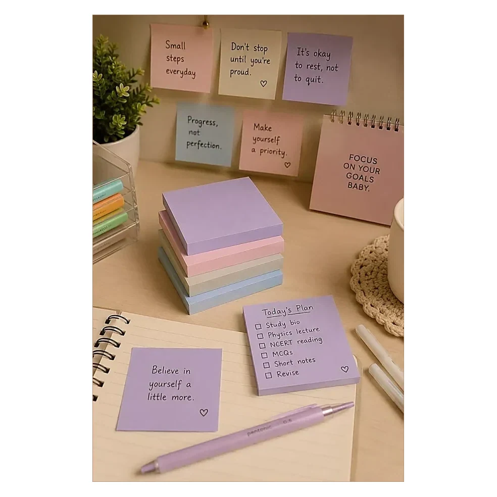 Pastel Sticky Notes on Desk