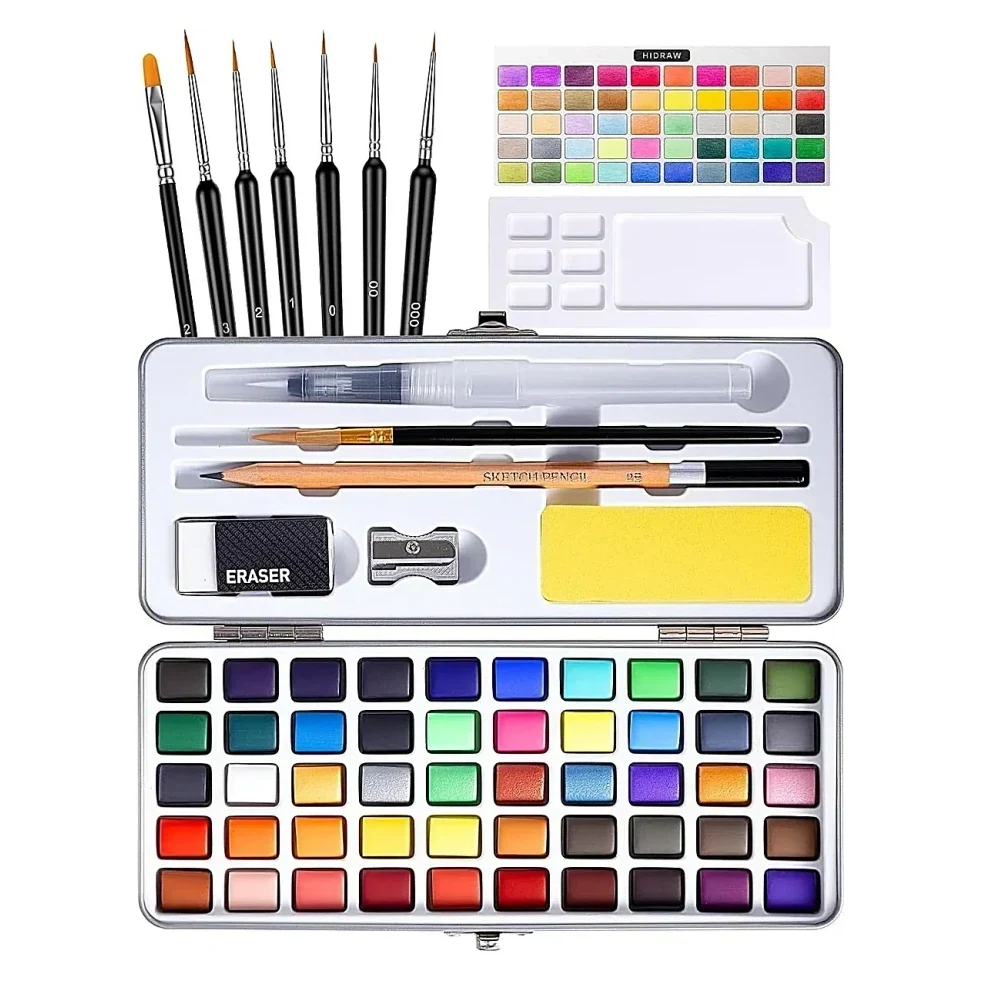 Watercolour Set 48 with Brushes