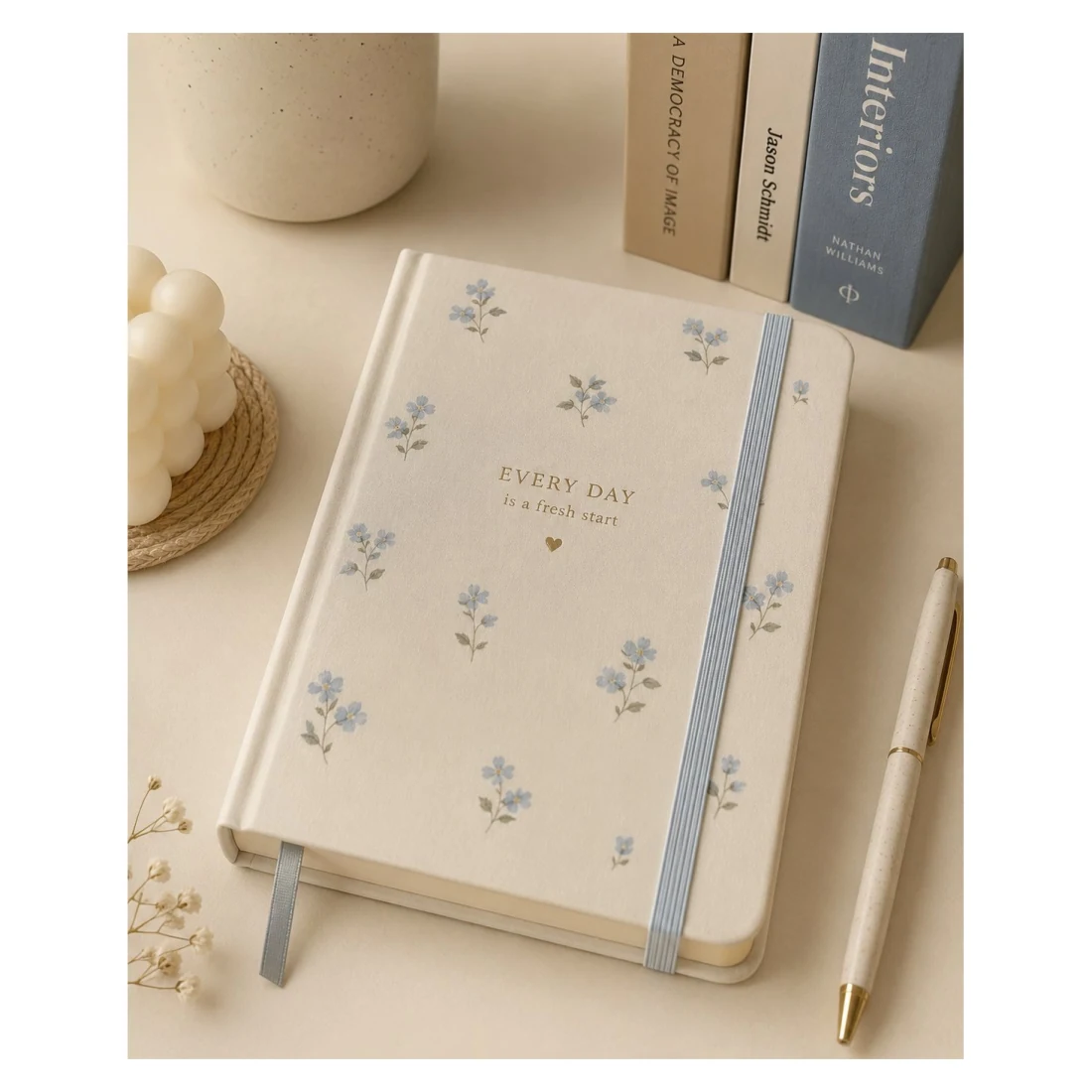Cream Floral Journal