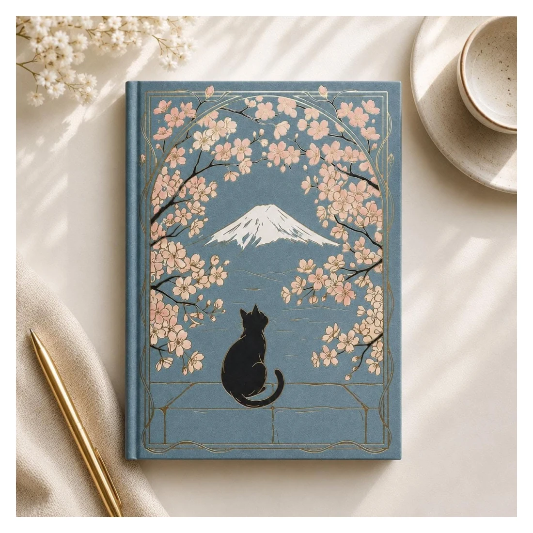 Cherry Blossom Cat Notebook